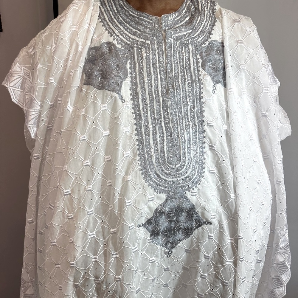 African Mens Clothing Lace Material Embroidered 3 Pcs Agbada Shirt Pants Dashiki - Picture 13 of 16